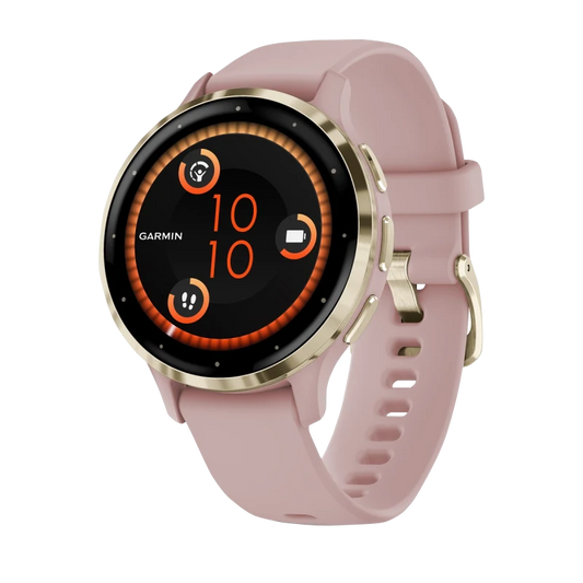 Garmin Venu 3S, 41 mm Soft Gold Stainless Steel Bezel with Dust Rose Case and Silicone Band (010-02785-03) by Garmin