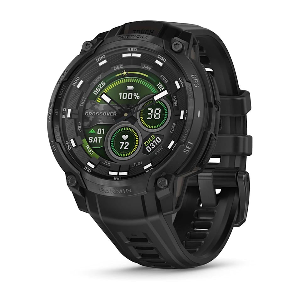 Garmin Instinct Crossover AMOLED Tactical Edition smartwatch, black rugged design