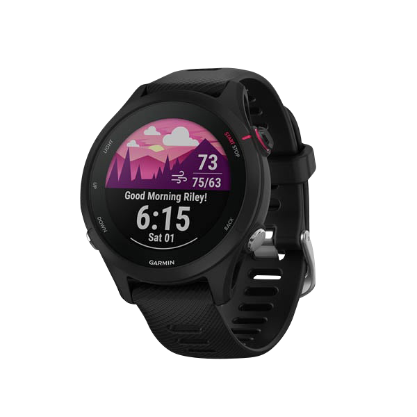 Garmin Forerunner 255S Music, Black/Red, GPS Running Smartwatch (Garmin Certified Refurbished)