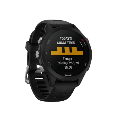 Garmin Forerunner 255S Music, Black/Red, GPS Running Smartwatch (Garmin Certified Refurbished)