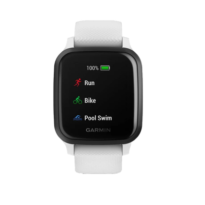 Garmin Venu Sq Music, Slate Bezel with White Band, GPS Smartwatch (Garmin Certified Refurbished)