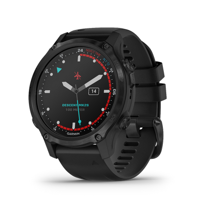 Garmin Descent Mk2S, Carbon Gray DLC with Black Silicone Band, Marine Smartwatch for Divers (010-02403-03)