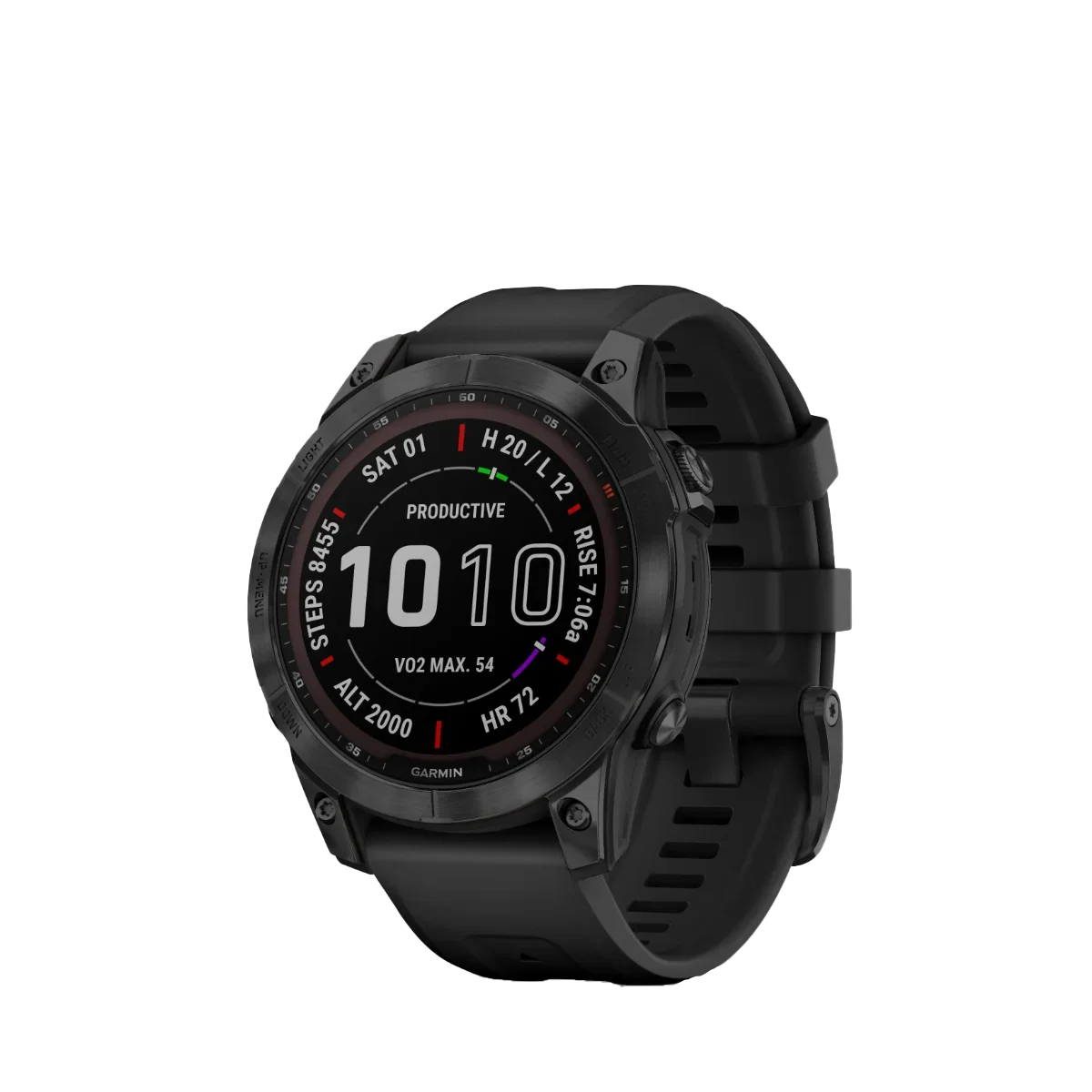 Garmin Fenix 7 Sapphire Solar smartwatch, black titanium case with black band, Garmin Certified Refurbished