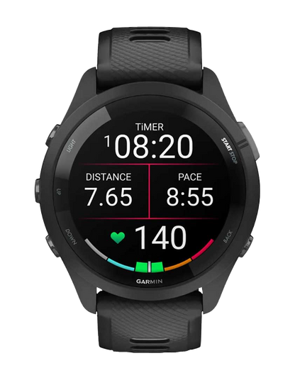 Garmin Forerunner 265, Black Bezel/Case with Black/Powder Gray Band, Fitness GPS Smartwatch for Runners (010-02810-00)