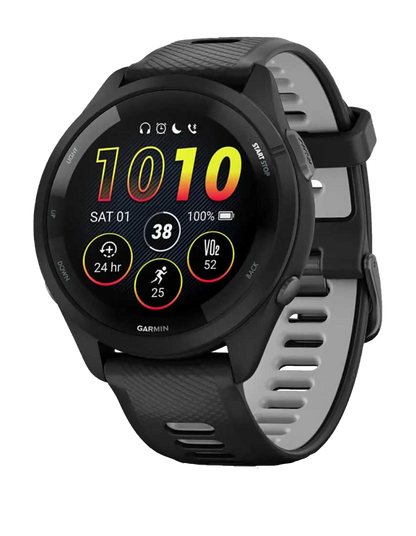 Garmin Forerunner 265, Black Bezel/Case with Black/Powder Gray Band, Fitness GPS Smartwatch for Runners (010-02810-00)