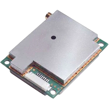 Garmin GPS 15xH-F Sensor module with metal shield and flex cable connector on green PCB.