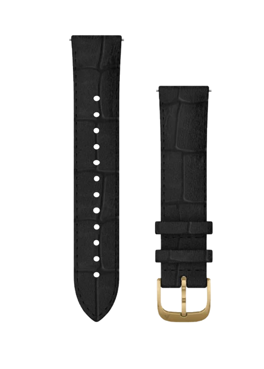 Garmin Quick Release Bands (20 mm) Black Embossed Italian Leather w/ 24K Gold PVD (010-12924-22) by Garmin