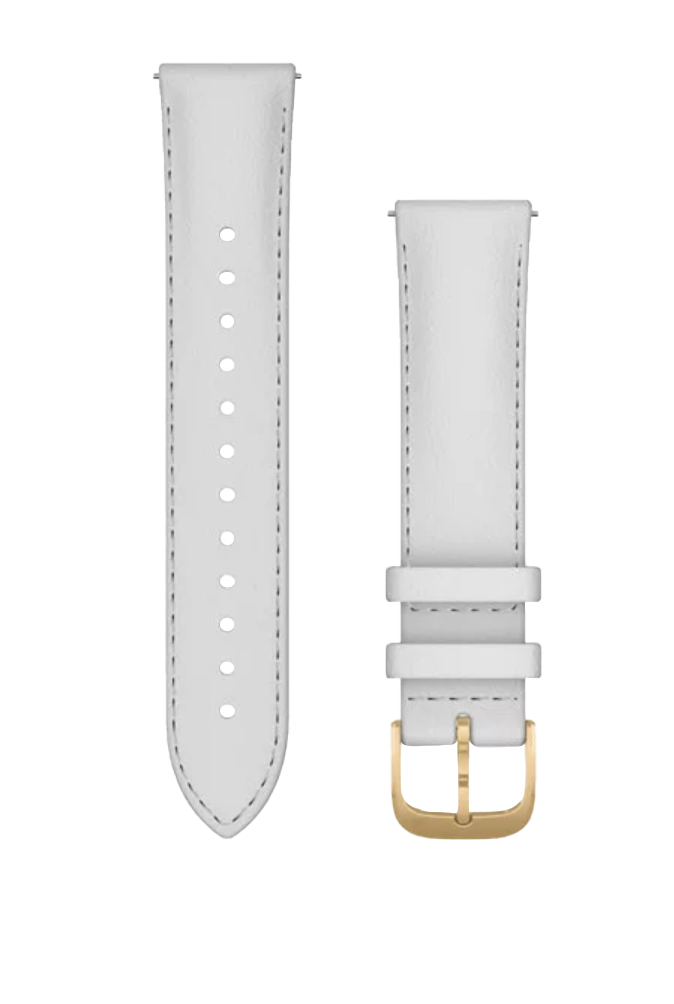 Garmin Quick Release Bands (20 mm) White Italian Leather w/ 24K Gold PVD (010-12924-28)