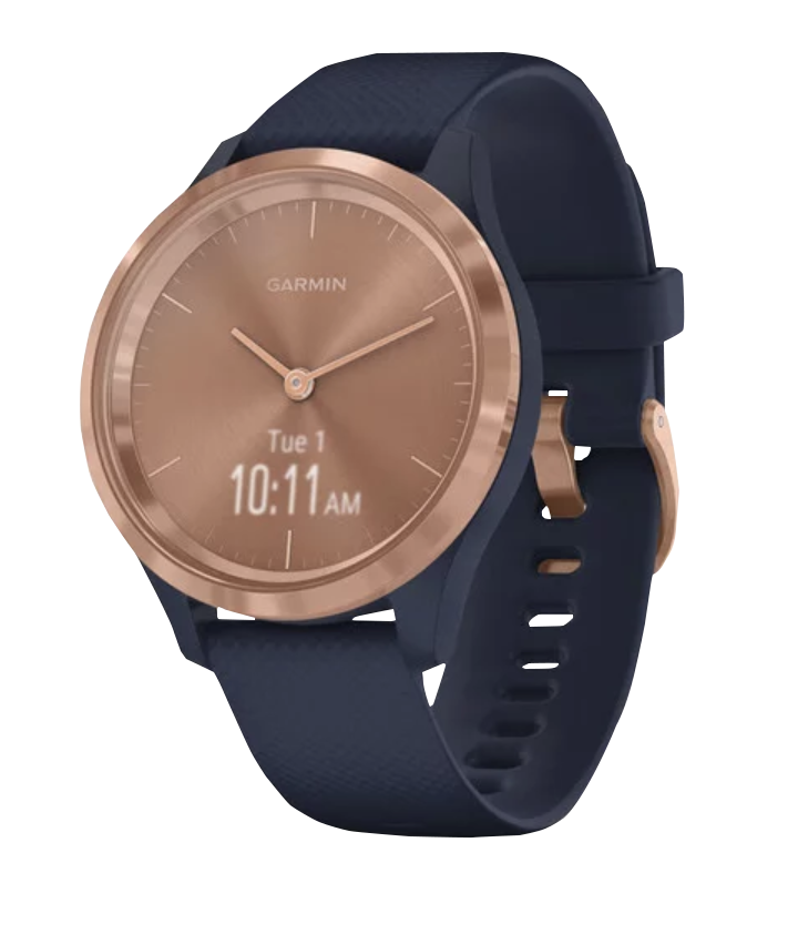 Garmin Vívomove - 3S Rose Gold Stainless Steel Bezel with Navy Silicone Band (010-02238-03)
