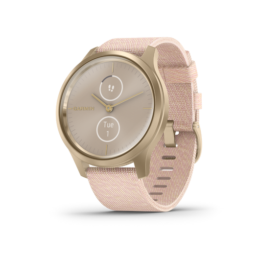 Garmin Vívomove Style, Light Gold w/ Blush Pink Nylon Band, GPS Smartwatch (Garmin Certified Refurbished) by Garmin