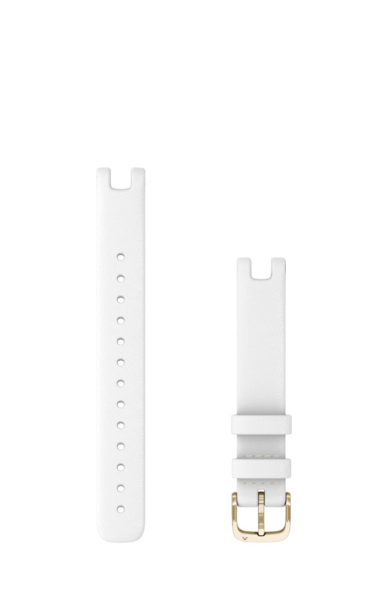 Garmin Lily Bands (14 mm) White Italian Leather with Cream Gold Hardware (010-13068-A3)