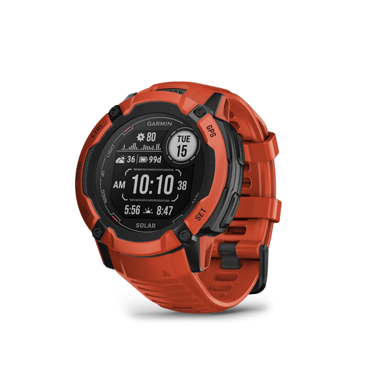 Garmin Instinct 2X Solar, Flame Red, Rugged GPS Smartwatch with Multi-Band GNSS, Built-in Flashlight, 24/7 Health Monitoring, and Unlimited Solar Battery Life (010-02805-11) by Garmin