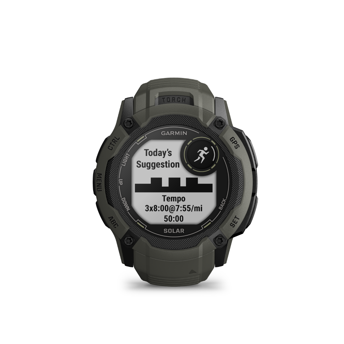 Garmin Instinct 2X Solar, Moss, Rugged GPS Smartwatch with Multi-Band GNSS, Built-in Flashlight, 24/7 Health Monitoring, and Unlimited Solar Battery Life (010-02805-15)
