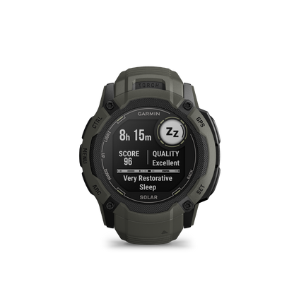 Garmin Instinct 2X Solar, Moss, Rugged GPS Smartwatch with Multi-Band GNSS, Built-in Flashlight, 24/7 Health Monitoring, and Unlimited Solar Battery Life (010-02805-15)
