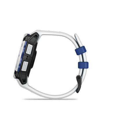 Garmin Instinct 3 smartwatch, 45mm white Whitestone case with Bolt Blue band, AMOLED GPS