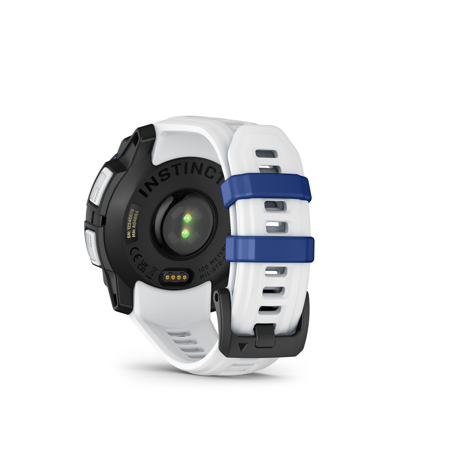 Garmin Instinct 3 smartwatch, 45mm, solar, white strap with blue accent loops