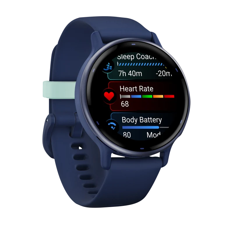 Garmin Vivoactive 5, Metallic Navy Aluminum Bezel with Navy Case and Silicone Band (010-02862-12)