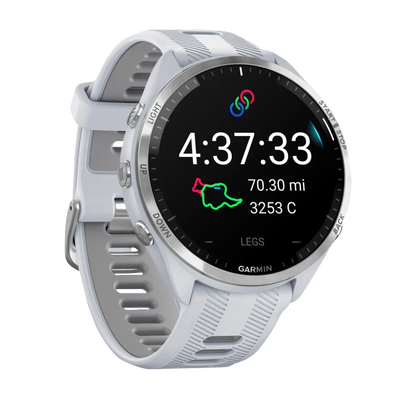 Garmin Forerunner 965, Titanium Bezel with Whitestone Case and Whitestone/Powder Gray Silicone Band (010-02809-01)