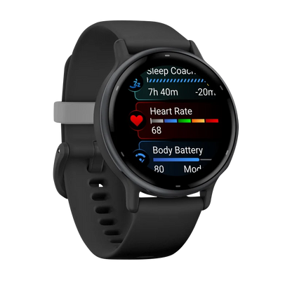 Garmin Vivoactive 5, Slate Aluminum Bezel with Black Case and Silicone Band (010-02862-10)