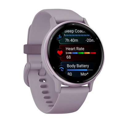 Garmin Vivoactive 5, Metallic Orchid Aluminum Bezel with Orchid Case and Silicone Band (010-02862-13)