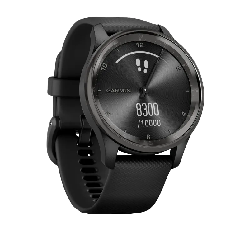 Garmin Vívomove Trend Slate Stainless Steel Bezel with Black Case and Silicone Band (Garmin Certified Refurbished)