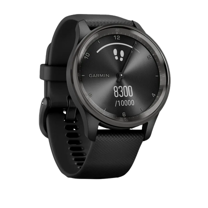 Garmin Vívomove Trend Slate Stainless Steel Bezel with Black Case and Silicone Band (Garmin Certified Refurbished)