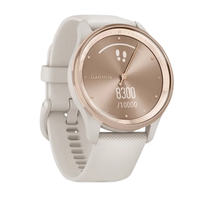 Garmin Vívomove Trend Peach Gold Stainless Steel Bezel with Ivory Case and Silicone Band (Garmin Certified Refurbished)