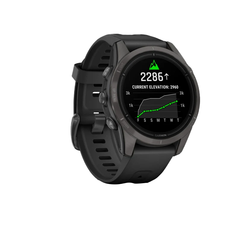 Garmin Epix Pro (Gen 2), edición zafiro de 42 mm, titanio DLC gris carbono con correa negra (010-02802-14)