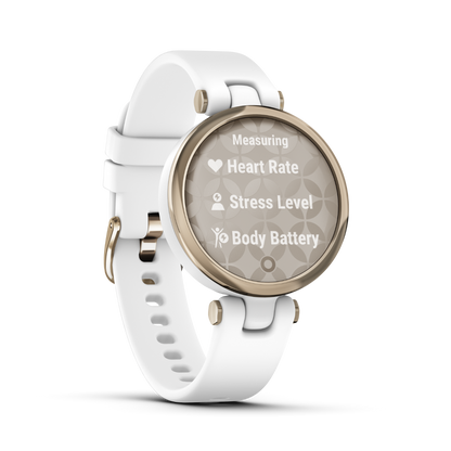 Garmin Lily Sport Edition, Cream Gold Bezel with White Case and Silicone Band (010-02384-00)