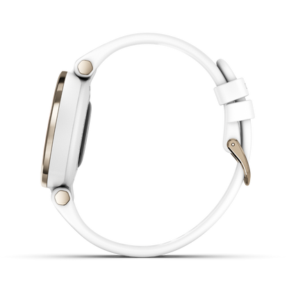 Garmin Lily Sport Edition, Cream Gold Bezel with White Case and Silicone Band (010-02384-00)