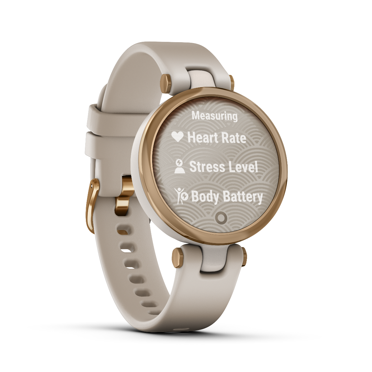 Garmin Lily - Sport Edition, Cream Gold Bezel w/ White Case and Silicone Band (010-02384-01)