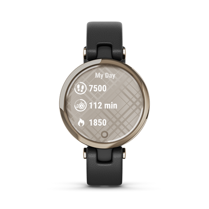 Garmin Lily Classic Edition, Light Gold Bezel with White Case and Italian Leather Band (010-02384-A3)