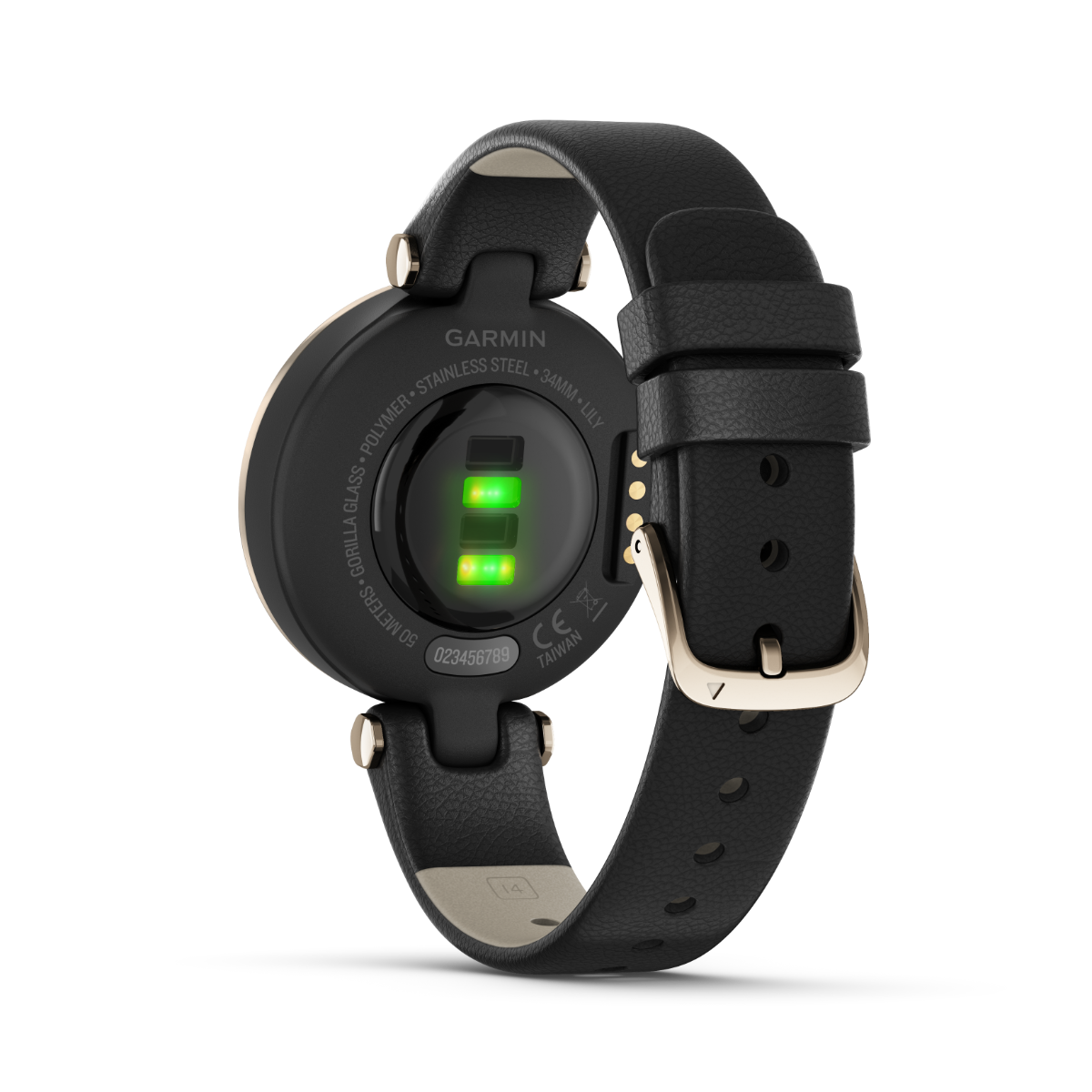 Garmin Lily Classic Edition, Cream Gold Bezel with Black Case and Italian Leather Band (010-02384-A1)