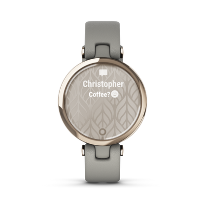 Garmin Lily Classic Edition, Cream Gold Bezel with Braloba Gray Case and Italian Leather Band (010-02384-A2)