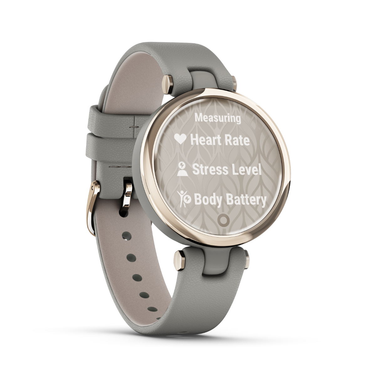 Garmin Lily Classic Edition, Cream Gold Bezel with Braloba Gray Case and Italian Leather Band (010-02384-A2)