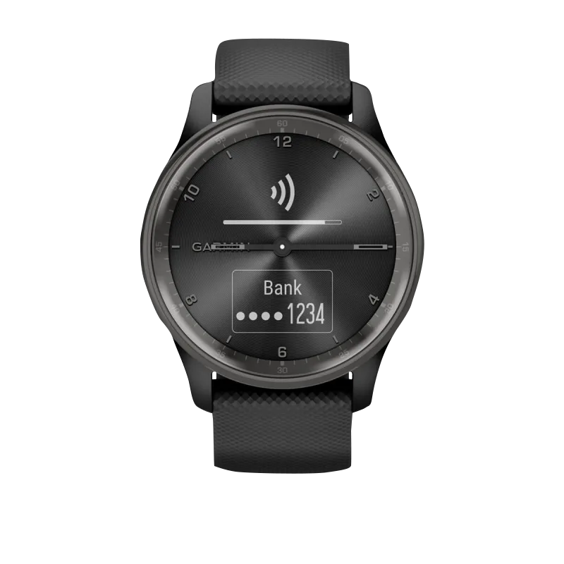 Garmin Vívomove Trend Slate Stainless Steel Bezel with Black Case and Silicone Band (Garmin Certified Refurbished)