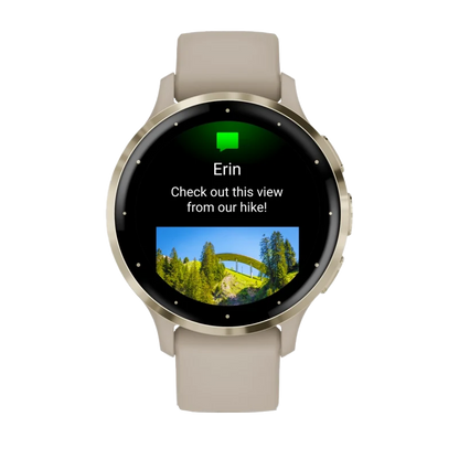 Garmin Venu 3S, 41 mm Soft Gold Stainless Steel Bezel with French Gray Case and Silicone Band (010-02785-02)