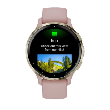 Garmin Venu 3S, 41 mm Soft Gold Stainless Steel Bezel with Dust Rose Case and Silicone Band (010-02785-03)