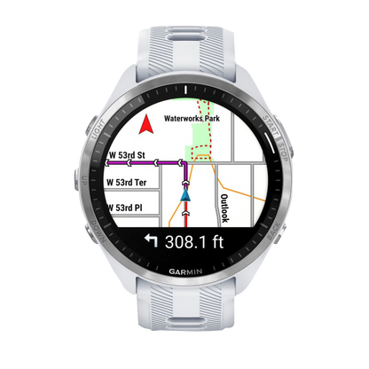 Garmin Forerunner 965, Titanium Bezel with Whitestone Case and Whitestone/Powder Gray Silicone Band (010-02809-01)