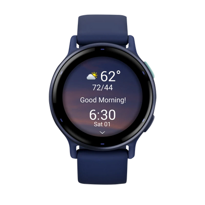 Garmin Vivoactive 5, Metallic Navy Aluminum Bezel with Navy Case and Silicone Band (010-02862-12)