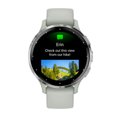 Garmin Venu 3S, 41 mm Silver Stainless Steel Bezel with Sage Gray Case and Silicone Band (010-02785-01)