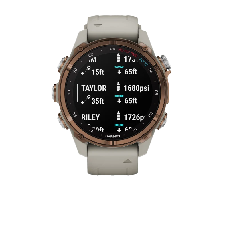 Garmin Descent Mk3i, 43 mm, titanio PVD bronce con correa de silicona gris francesa y transceptor Descent T2
