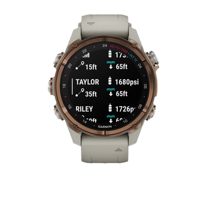 Garmin Descent Mk3i, 43 mm, titanio PVD bronce con correa de silicona gris francesa y transceptor Descent T2
