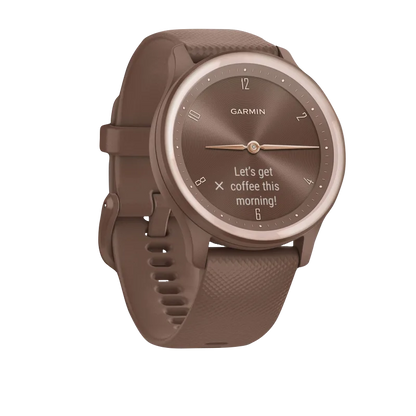 Garmin Vívomove Sport, Cocoa w/ Peach Gold Accents (Garmin Certified Refurbished)
