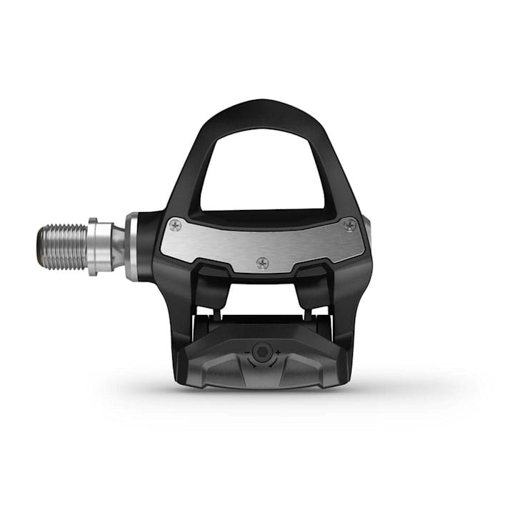 Garmin Rally RK200 dual-sensing power meter pedal, black with silver metal spindle.