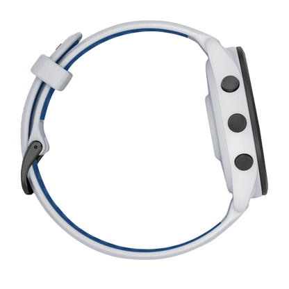 Garmin Forerunner 265, 46 mm Black Bezel with Whitestone Case and Whitestone/Tidal Blue Silicone Band (010-02810-01)