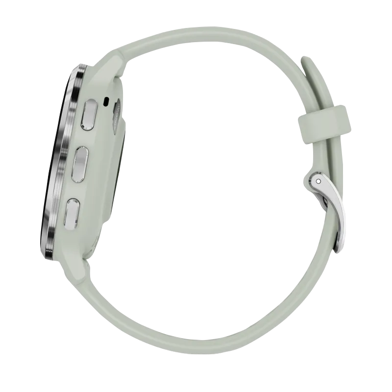 Garmin Venu 3S, 41 mm Silver Stainless Steel Bezel with Sage Gray Case and Silicone Band (010-02785-01)