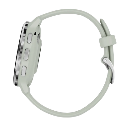 Garmin Venu 3S, 41 mm Silver Stainless Steel Bezel with Sage Gray Case and Silicone Band (010-02785-01)