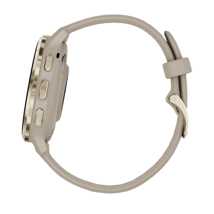 Garmin Venu 3S, 41 mm Soft Gold Stainless Steel Bezel with French Gray Case and Silicone Band (010-02785-02)