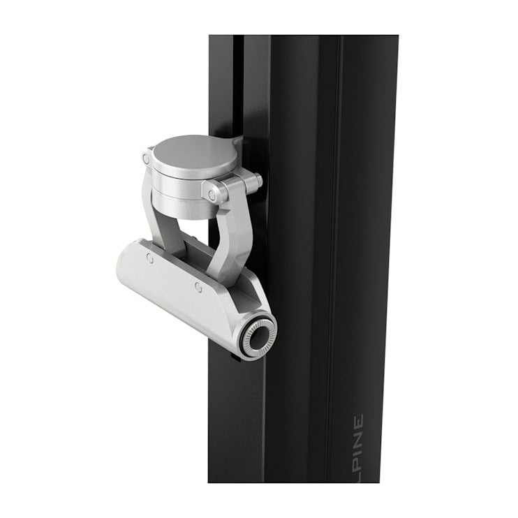 Garmin Tacx Alpine bicycle trainer mount with silver clamp on a black post